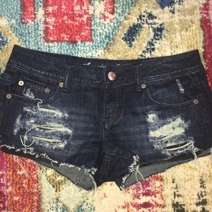 American Eagle Dark Wash Denim Low-rise Shorts